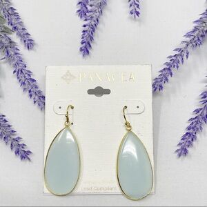 NEW Panacea Aqua Teardrop Gold Tone Dangle Earrings